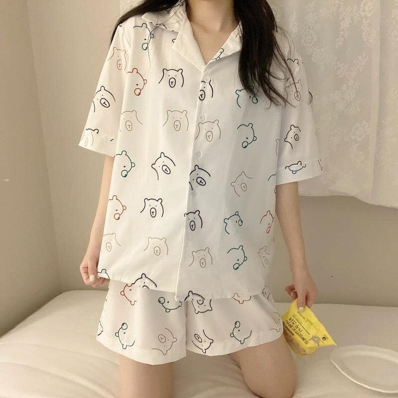 Đồ Bộ PYJAMA Bò Sữa/ Đào/ Cừu/Tim /Gấu POENYB Kiểu bánh bèo dễ thương mặc ngủ ở nhà Ulzzang | BigBuy360 - bigbuy360.vn