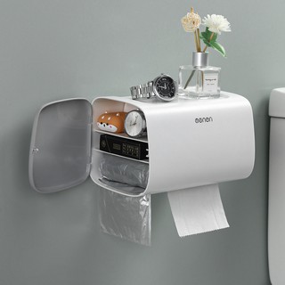 Hộp Đựng Giấy Vệ Sinh OENON, Thiết Bị Nhà Tắm Chống Nước 2 Ngăn Tiện Lợi Tặng ( Kèm Miếng Dán)