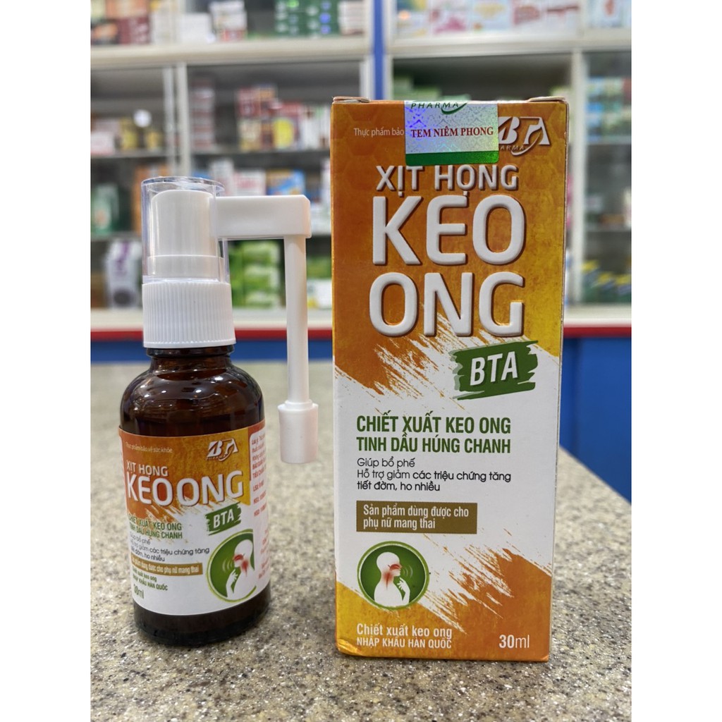 Xịt Họng Keo Ong BTA- Giúp bổ phế, Giảm ho, Đau họng(Chai xịt 30ml)