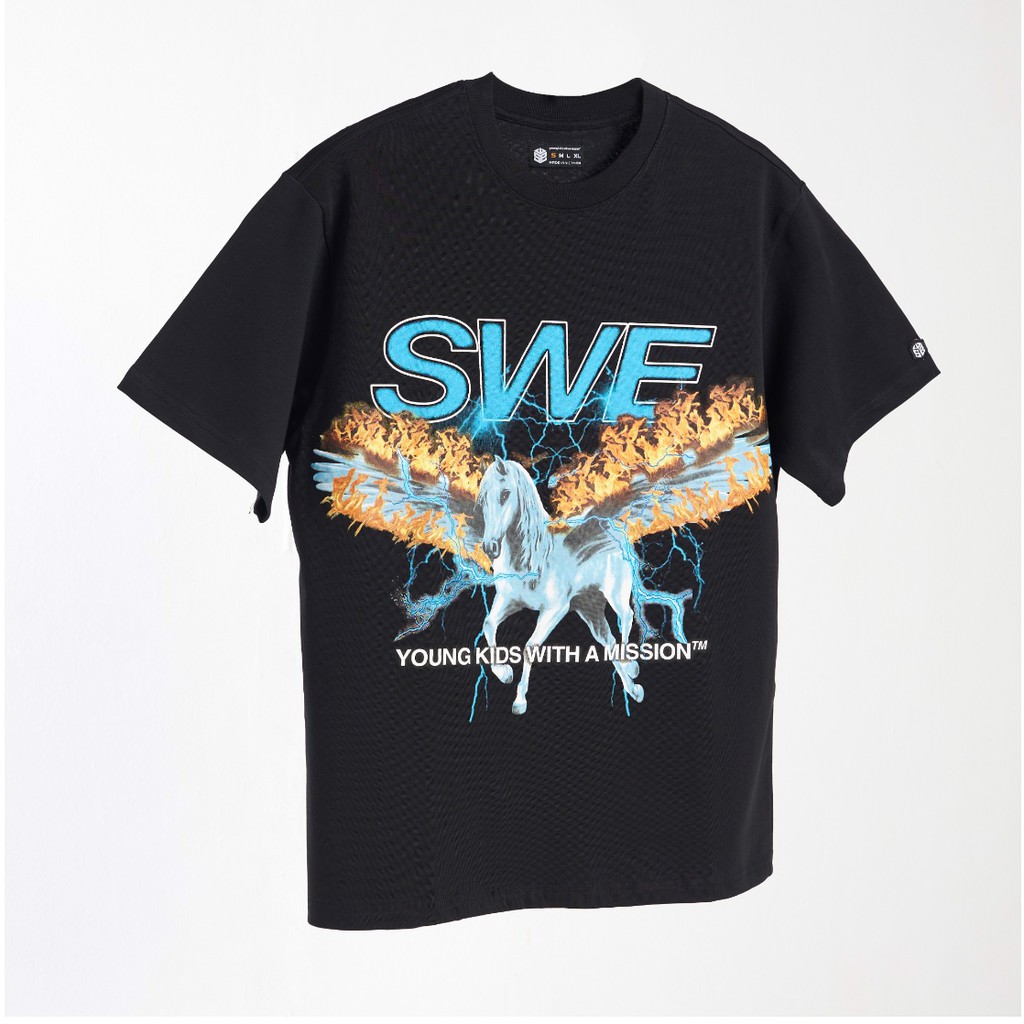 Áo thun unisex SWE PEGASUS T- SHIRT - Black local brand 100% cotton chính hãng