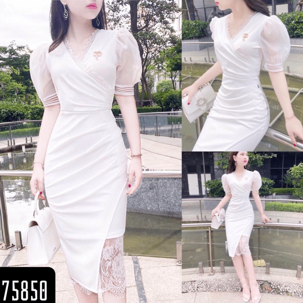 ĐẦM BODY NỮ PHỐI REN CỔ TIM DỰ TIỆC KẾT HỢP ĐI CHƠI SIÊU SANG CHẢNH TH