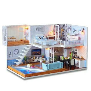 Kèm mica – Mô hình nhà gỗ búp bê dollhouse DIY – M016A Meet you