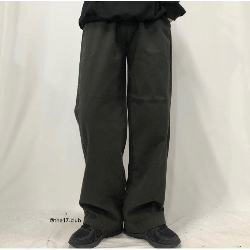 [Có sẵn] Quần KAKI PANTS (The17.club) - Quần Kaki lưng thun ống rộng nam nữ