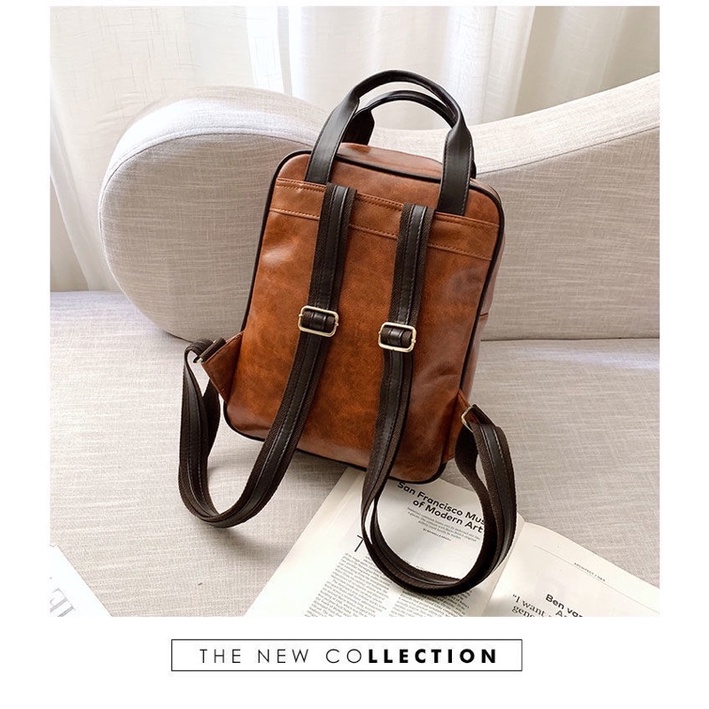 BALO DA vintage - balo đi học dáng vuông thời trang nữ
