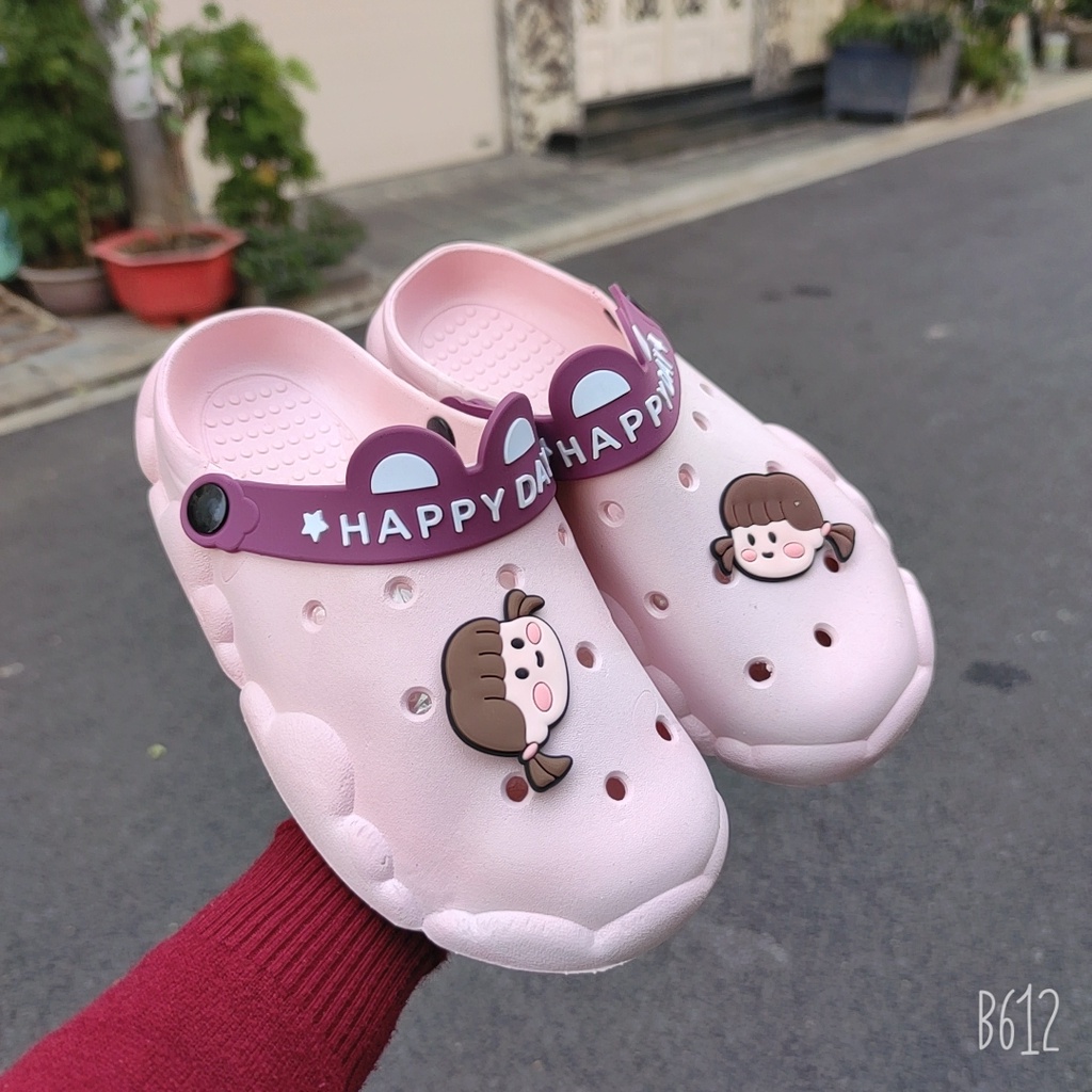 Dép cross, dép sục nữ Hàn Quốc đi mưa, đai chữ HAPPY DAY - sẵn hàng 4 màu - TGSSUCNHUA07