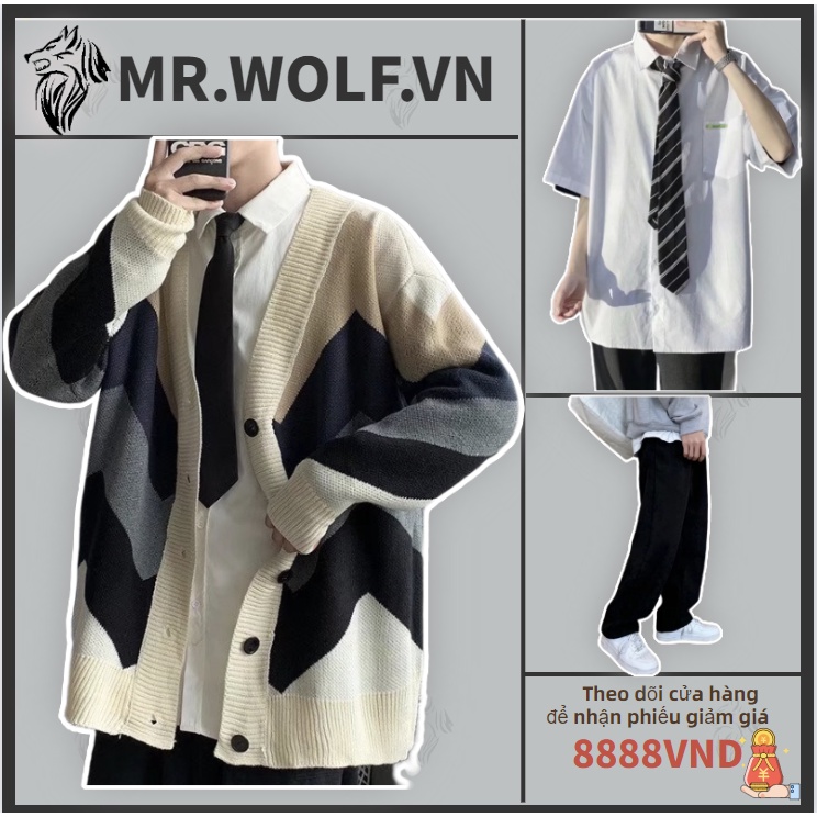 Áo khoác cardigan dệt kim cổ chữ v dáng rộng phong cách thời trang Hàn Quốc dành cho Nam