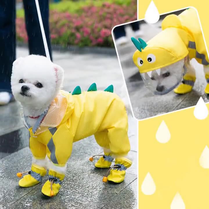 Áo đi mưa chống nước hình khủng long cho chó mèo