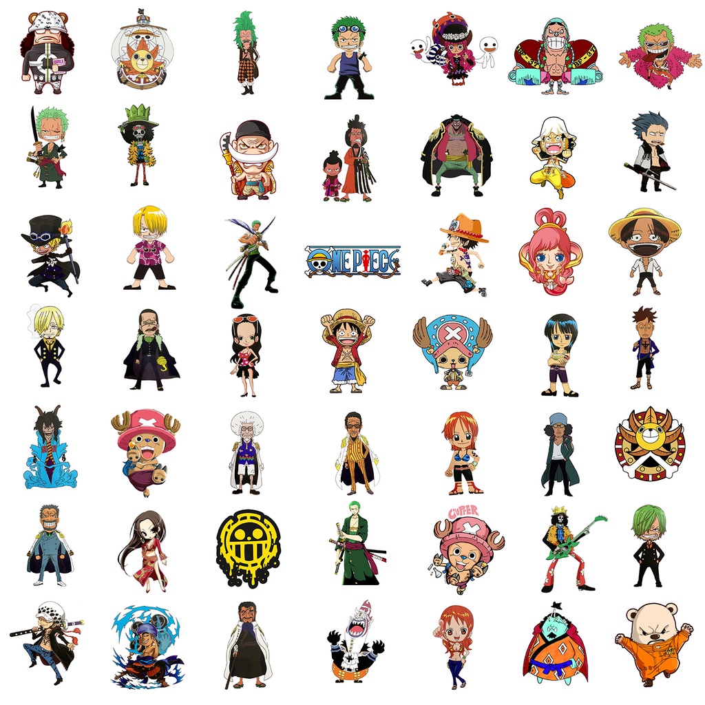 Bộ 10/50 Sticker Chống Thấm Nước Hình One Piece Dán Trang Trí