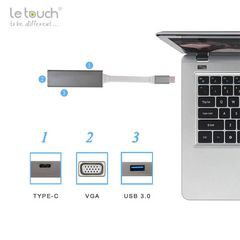 Cổng chuyển LE TOUCH USB 3.0 TYPE-C VGA Hub with Power Delivery