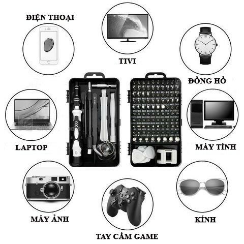 Bộ Dụng Cụ Tua Vít Và Vặn Ốc Vít Đa Năng 128 in 1 Tay Chống Trượt Đầu Vặn Hợp Kim Thép Cao Cấp