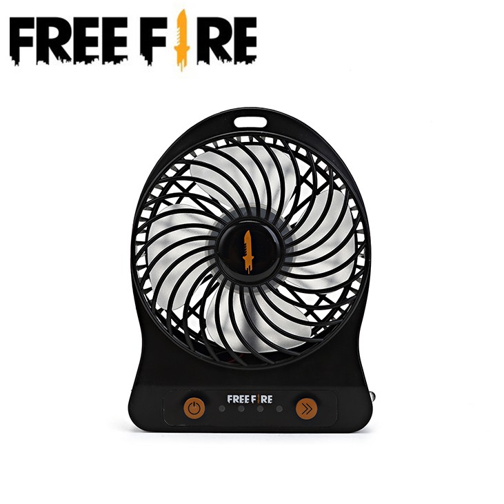 Quạt để bàn mini di động logo Free Fire có thể sạc lại màu đen