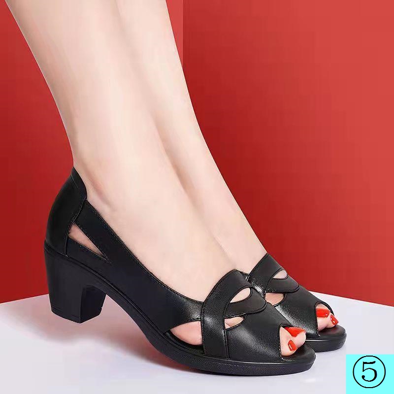Giày Sandal Da Thật Đế Mềm Dày Vừa Thời Trang Mùa Hè Dành Cho Nữ 2021