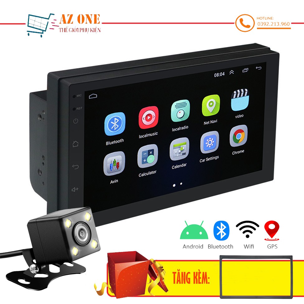 Màn Hình Cảm Ứng LCD 7 inch Hỗ Trợ Nghe Nhạc MP5 Bluetooth Wifi GPS Android 9.1 (Hỗ trợ Tiếng Việt) Tặng Kèm Mặt Dưỡng