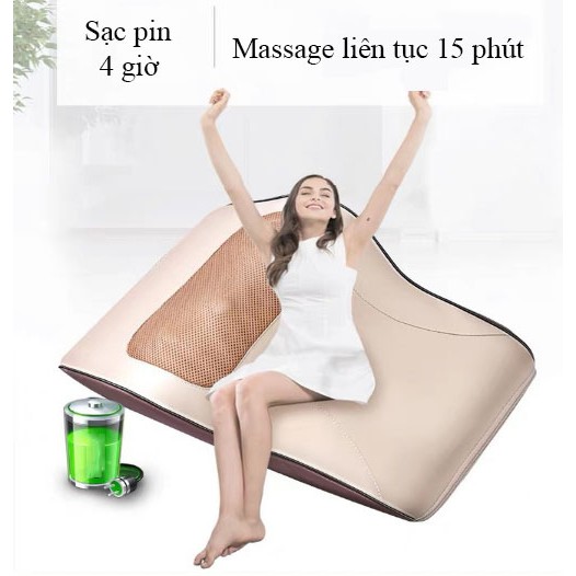 Gối Massage Vai Gáy 8 Bi Hồng Ngoại Công Nghệ Nhật Bản Cao Cấp