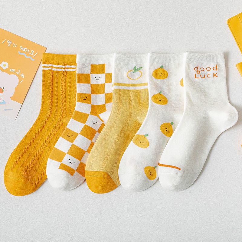 Vớ Họa Tiết Sọc In Chữ Mặt Cười Hoạt Hình Phong Cách Nhật Bản Dễ Thương Dành Cho Nữ Sinh