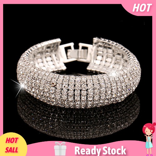 Vòng Tay Bản Rộng Đính Đá Phong Cách La Mã Cho Nữ