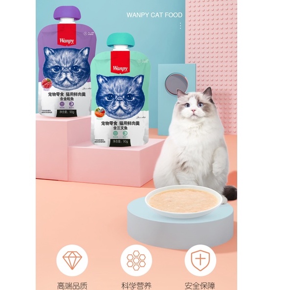 Súp thưởng cho mèo Wanpy nắp vặn dinh dưỡng  soup thưởng cho mèo tăng cân WP05