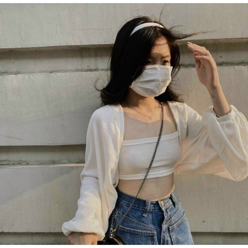 Set Áo Hai Dây + Áo Khoác Cardigan Màu Trơn Thời Trang Quyến Rũ Cho Nữ(kèm ảnh thật) | BigBuy360 - bigbuy360.vn