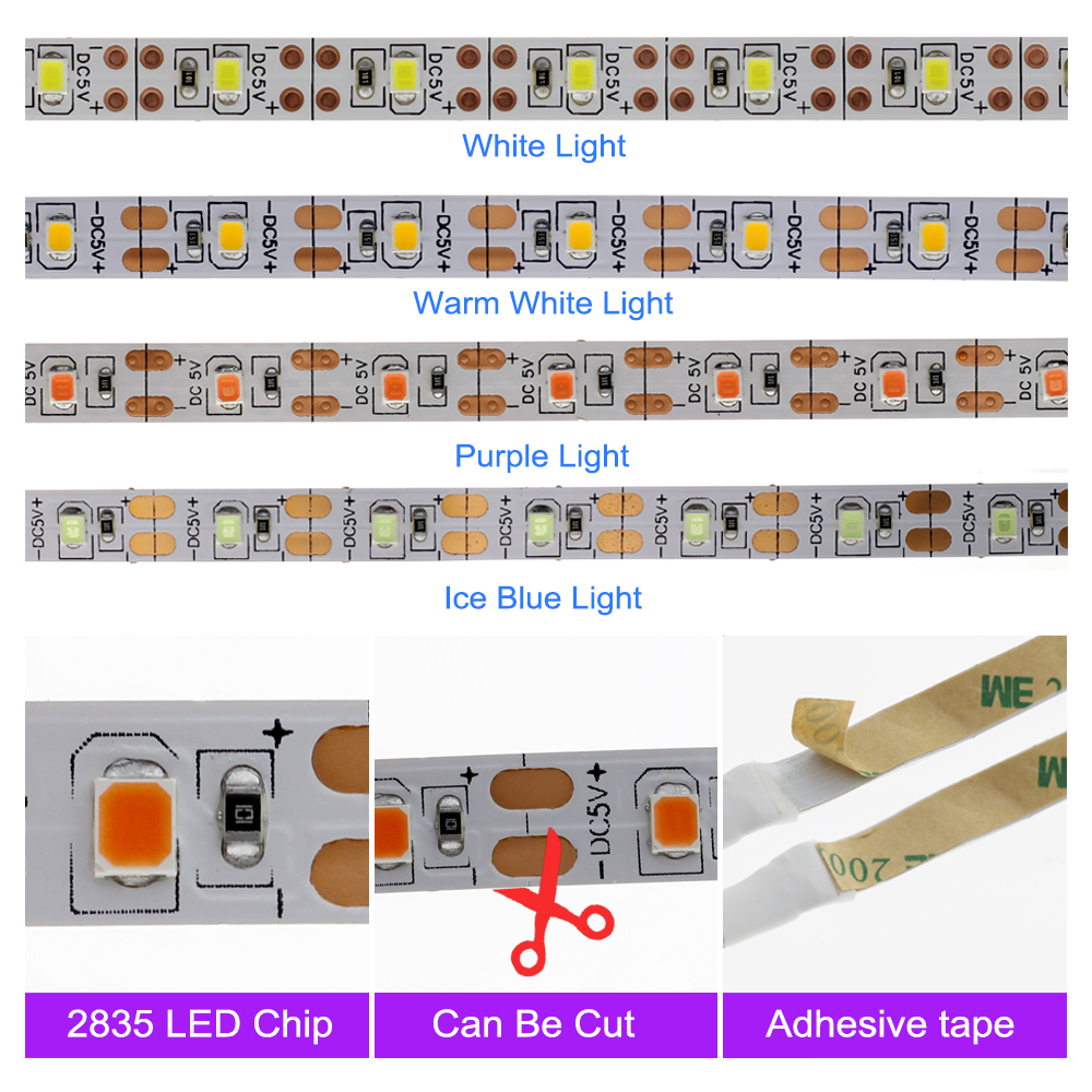 2835 USB Light 5V LED Strip Light Touch Switch / Hand Sweep Cabinet Lights Decor Fairy Light for Home