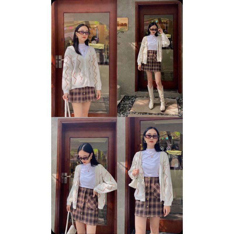 Chân váy khuy kẻ | BigBuy360 - bigbuy360.vn