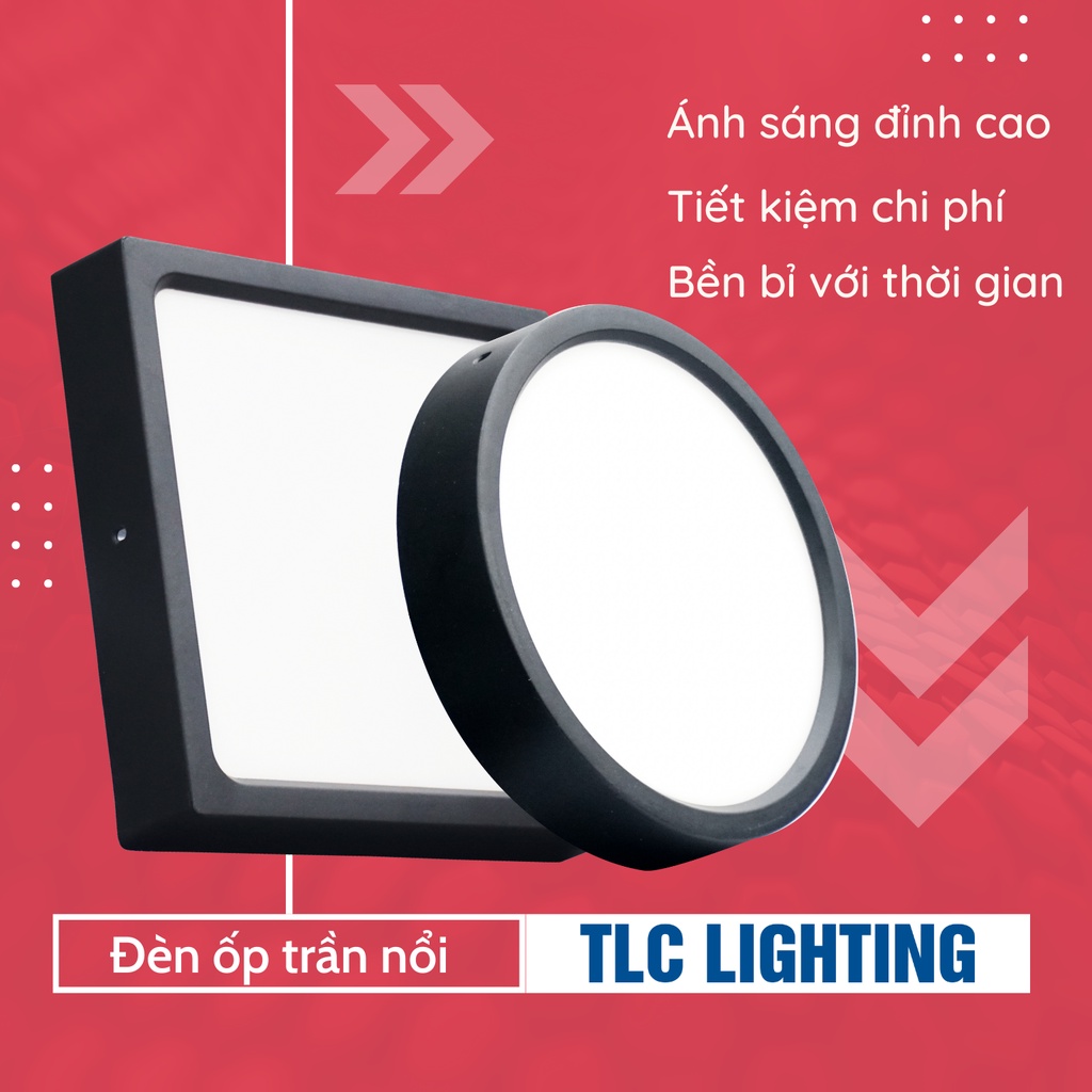 Đèn gia đình ốp nổi, Đèn led ốp trần vuông vỏ trắng công xuất 6W 12W 18W 24W, Bảo hành chính hãng TLC Lighting