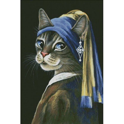 Bộ tranh đính đá 5D tự làm 30x40cm hình tranh mèo phong cách Van Gogh ngộ nghĩnh trang trí độc đáo