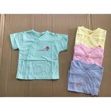 Áo cộc tay cổ tim vạt chéo cho bé 3-8kg, chất đẹp