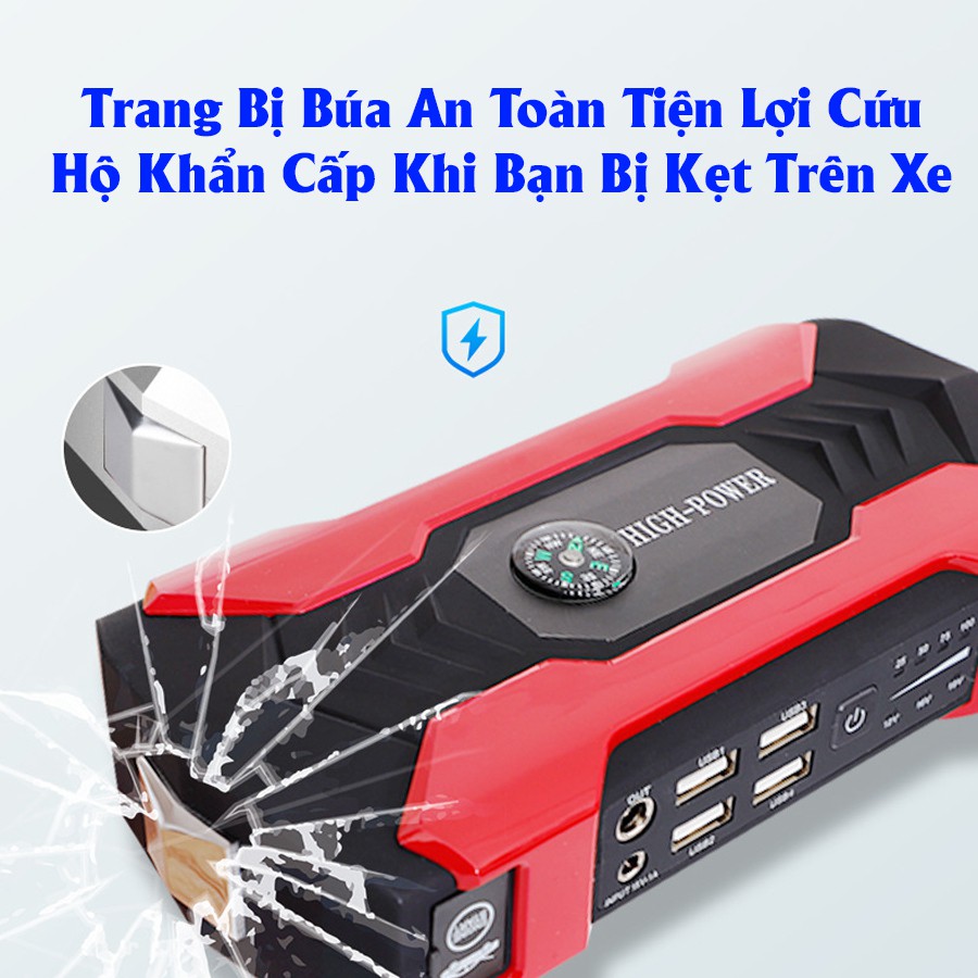 Bộ kích điện khẩn cấp cho xe hơi Car365 cao cấp - Dung lượng cao - Đa chức năng Sạc dự phòng, Đèn LED khẩn cấp - CAR50