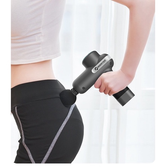 Súng massage gun Booster Lightsaber MINI, Máy mát xa cầm tay Công suất 70W, 4 đầu 5 chế độ mát xa giảm đâu toàn thân