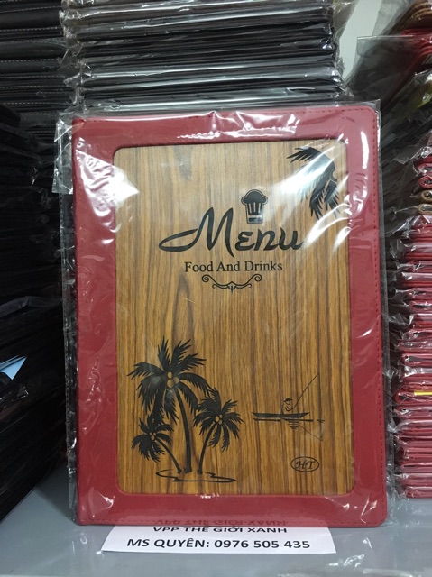 Bìa 10 lá menu gỗ A4 2332