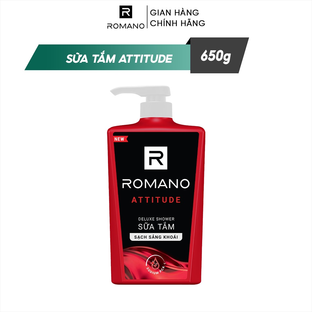 Combo Dầu gội và Sữa tắm Romano 650g/chai Attitude