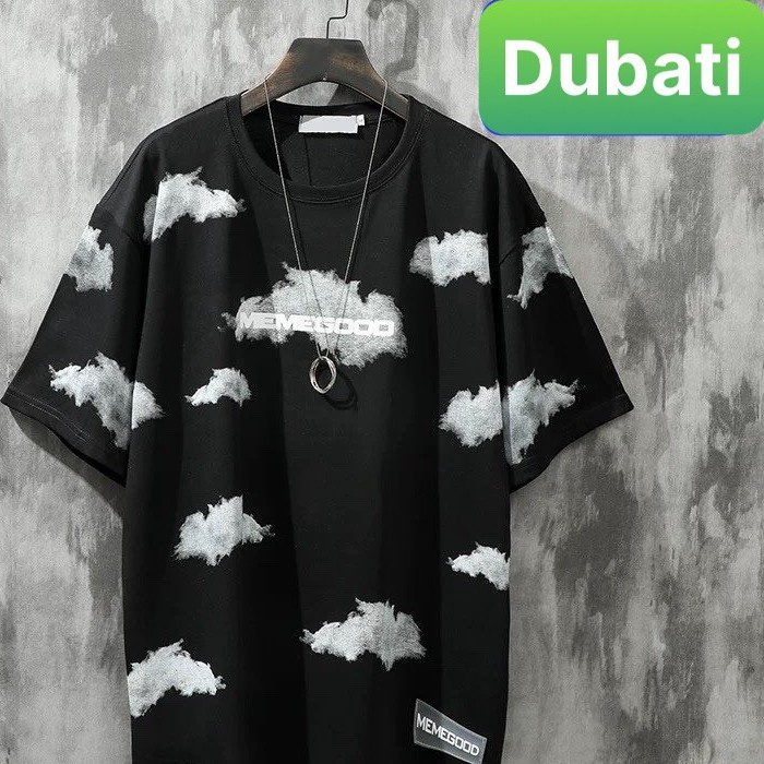 ÁO THUN UNISEX NAM NỮ TAY LỠ  FROM RỘNG THỜI TRANG ĐEN NGỰA MÂY TRỜI TRẺ TRUNG -  DUBATI FASHION