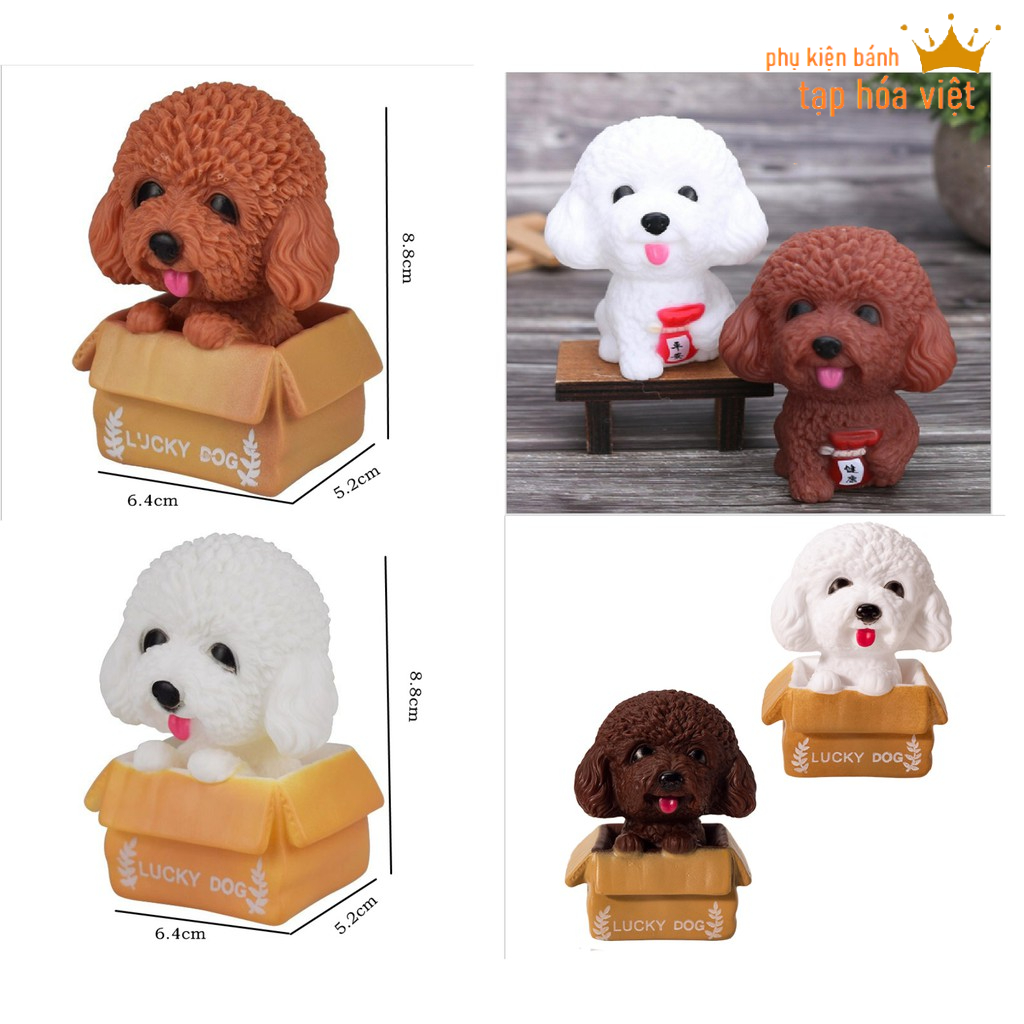 Chú Chó Trang Trí Bánh Sinh Nhật, Chó Ngồi Giỏ, Chó Giỏ Trang Trí Tiểu Cảnh