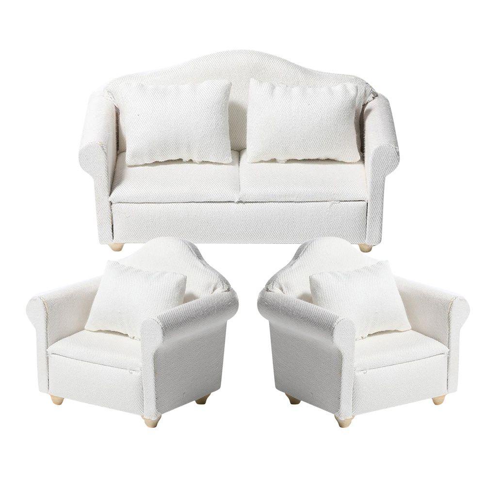 Mô Hình Ghế Sofa Gỗ Mini Tỉ Lệ 1: 12 Dùng Để Trang Trí Nhà Búp Bê