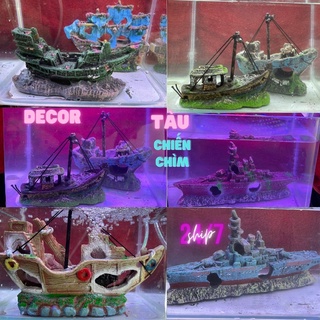 Mô hình Chiếc Thuyền Tàu Đắm , đá nhựa cao cấp trang trí bể thủy sinh, hồ cá màu rêu cổ size nhỏ lớn đầy đủ hình thật