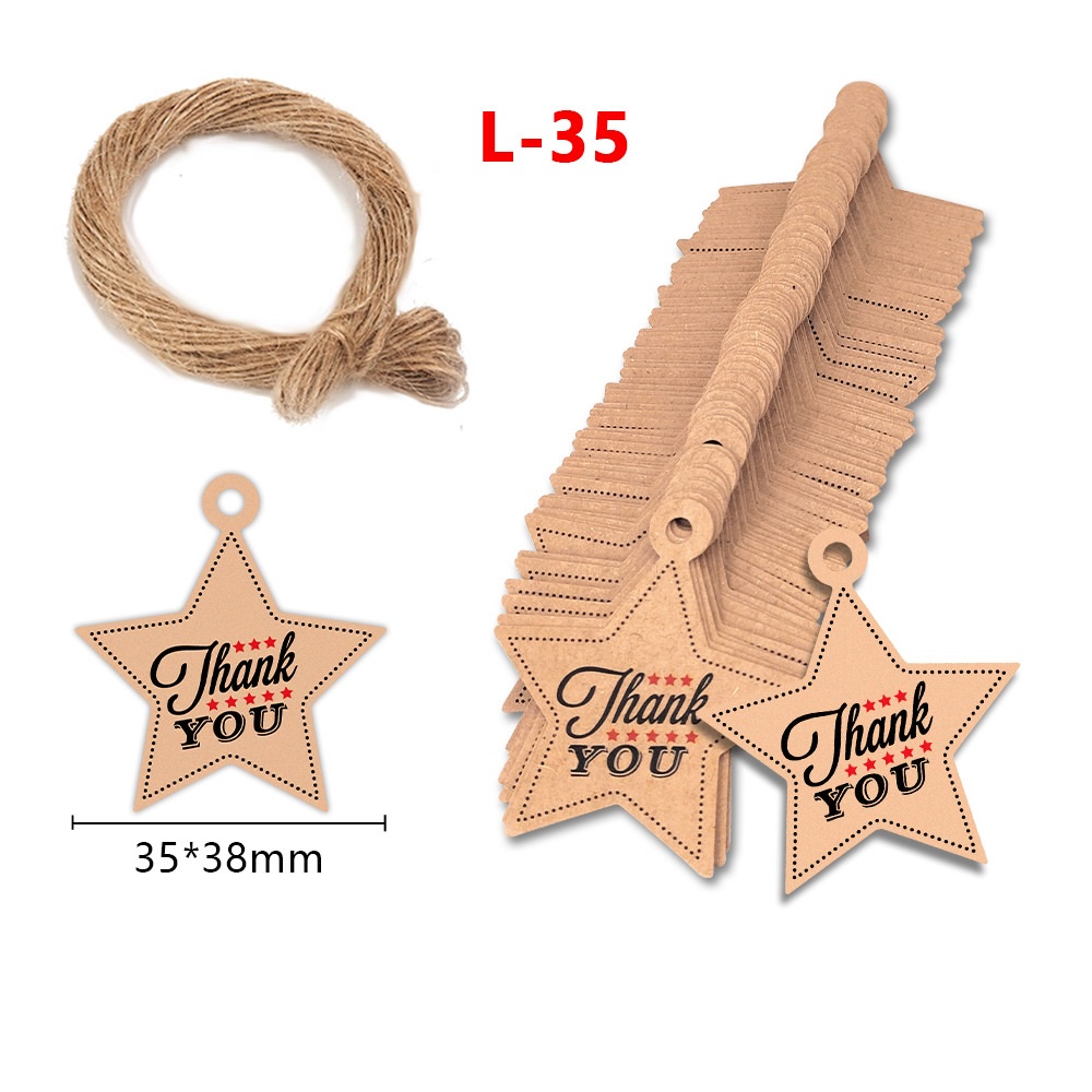 50, 100 Tem Tag Giấy Kraft THANK YOU Cám Ơn Khách Hàng