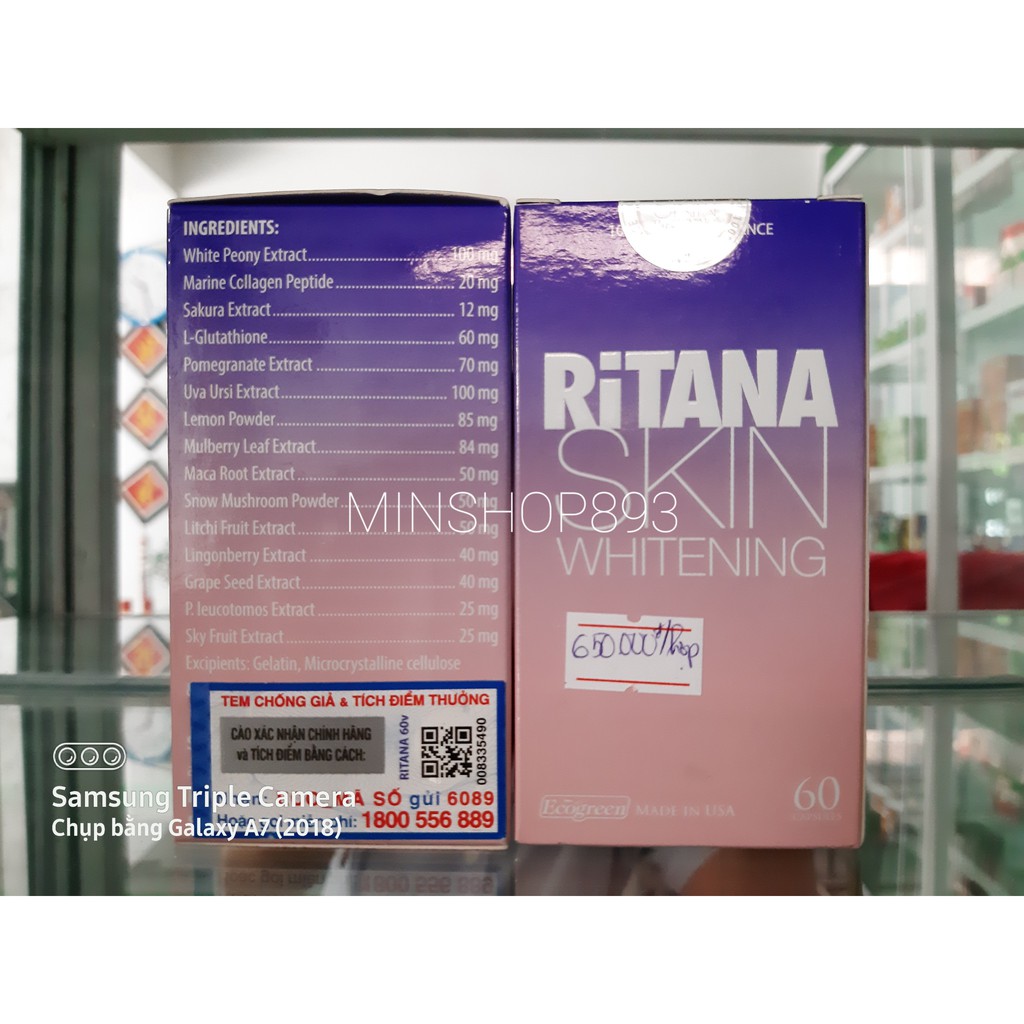 VIÊN UỐNG TRẮNG DA RITANA SKIN WHITENING LỌ 60 VIÊN | BigBuy360 - bigbuy360.vn