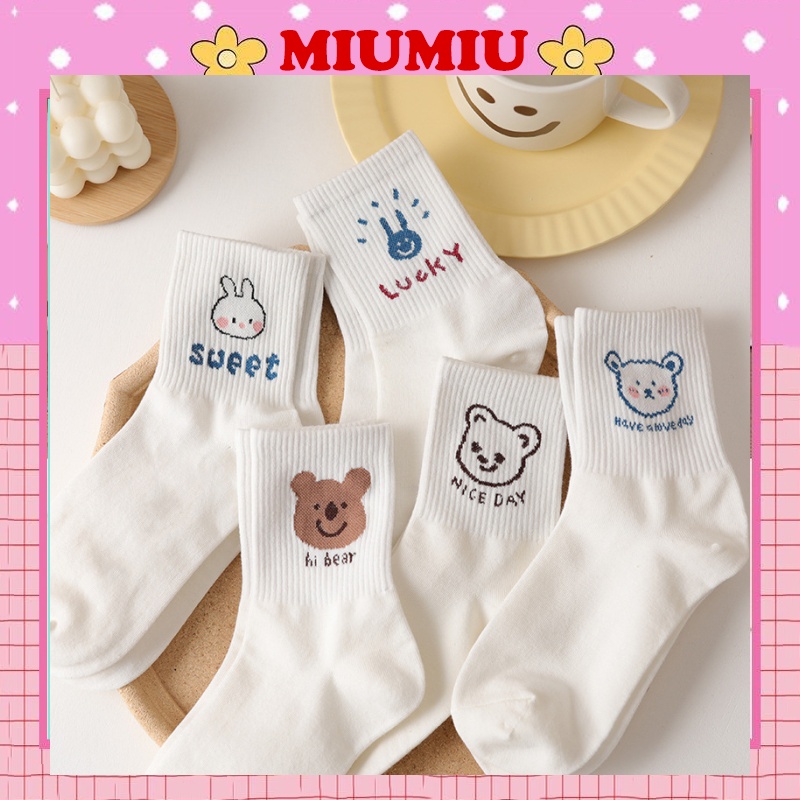 Tất cổ cao nữ hoạt hình Miumiu vớ cổ cao hàn quốc nam nữ dễ thương M03