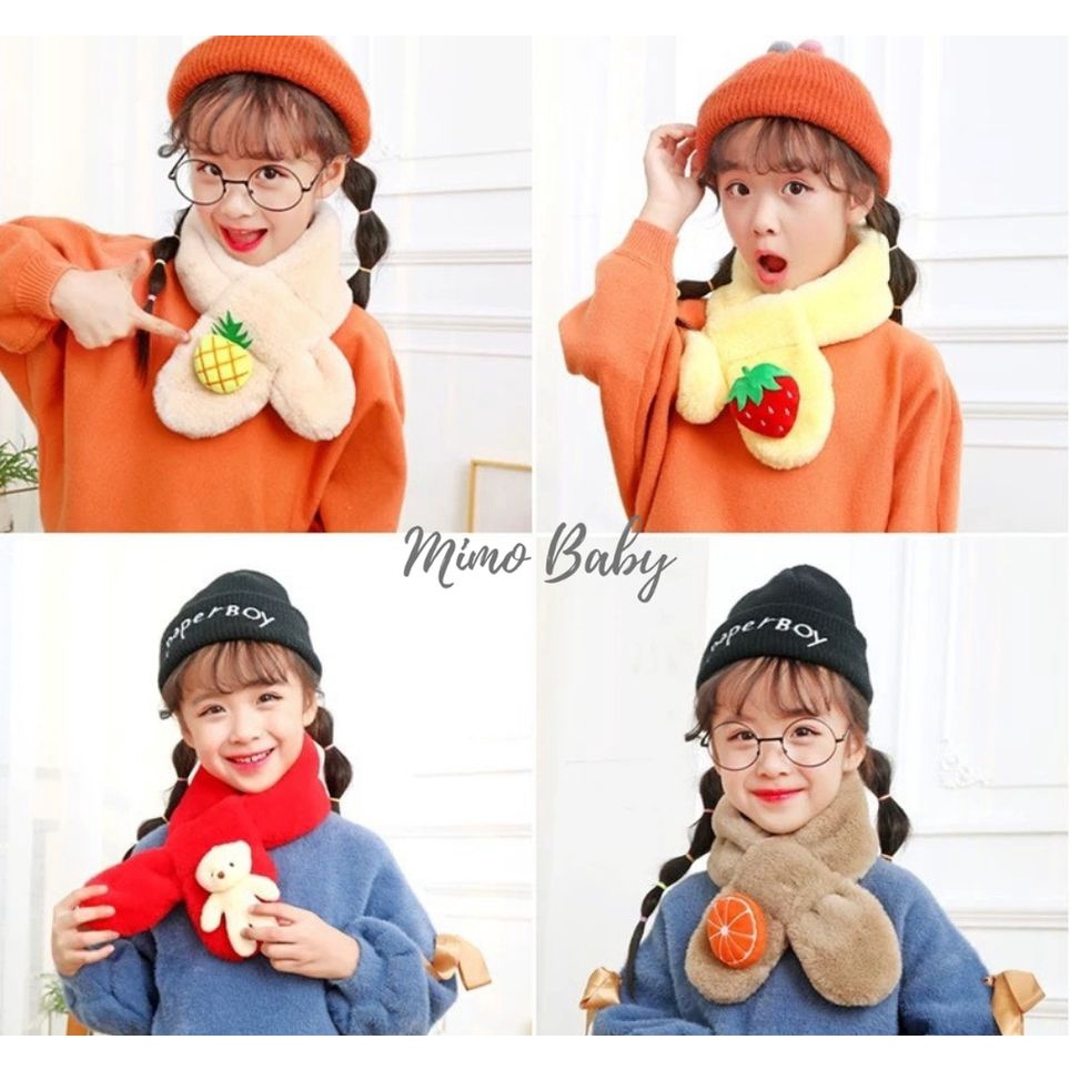 Khăn len lông mềm mịn gắn thú bông xinh xắn cho bé KL151 Mimo Baby