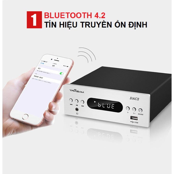 Bộ Giải Mã Khuếch Đại Âm Thanh Trasam Dac 2 Pro Bluetooth 24Bit 192Khz