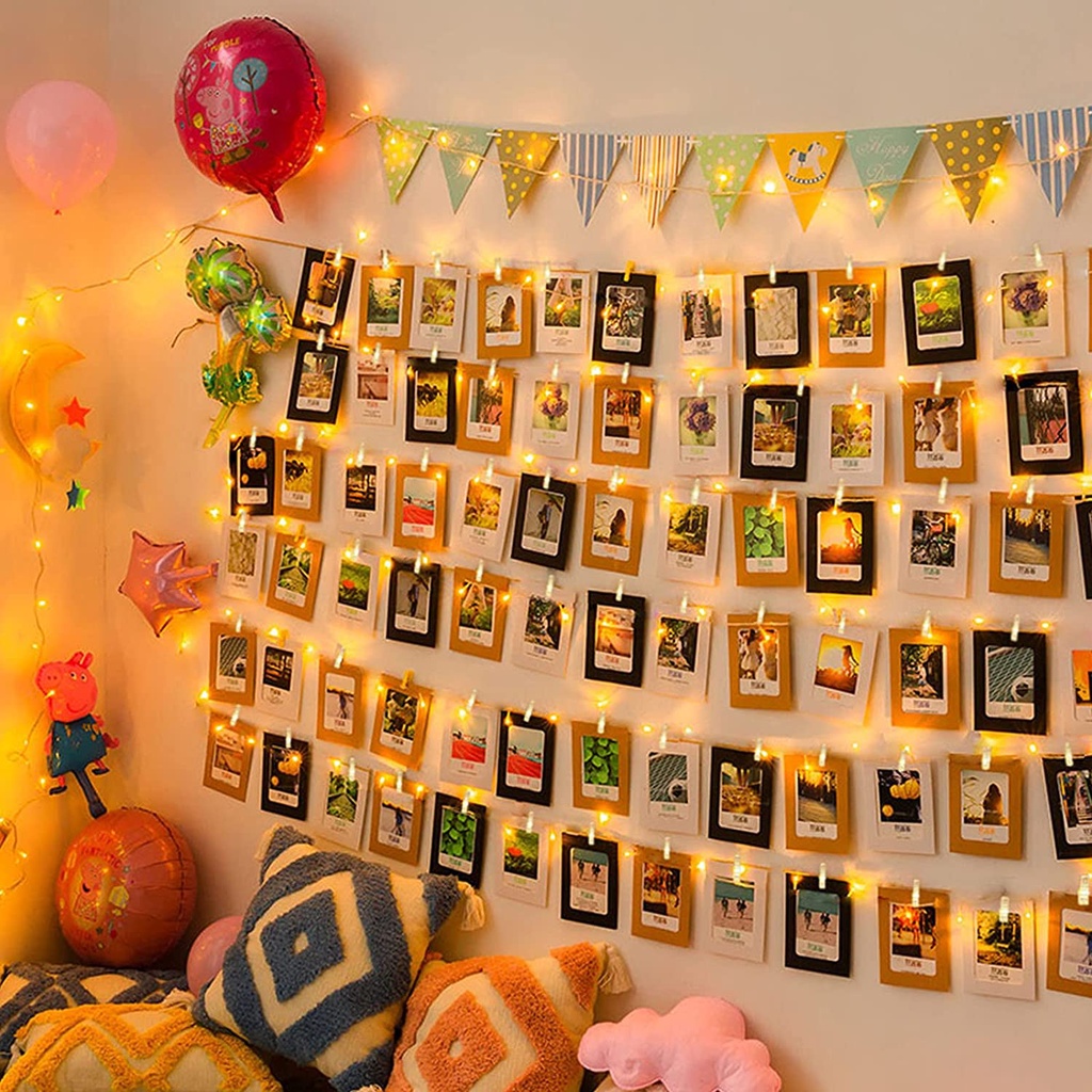 Dây đèn thần tiên kẹp 10M 50 kèm kẹp ảnh trang trí phòng tiệc trang trí