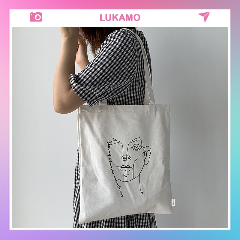 Túi tote vải mềm trơn đeo chéo canvas giá rẻ LUKAMO TX766