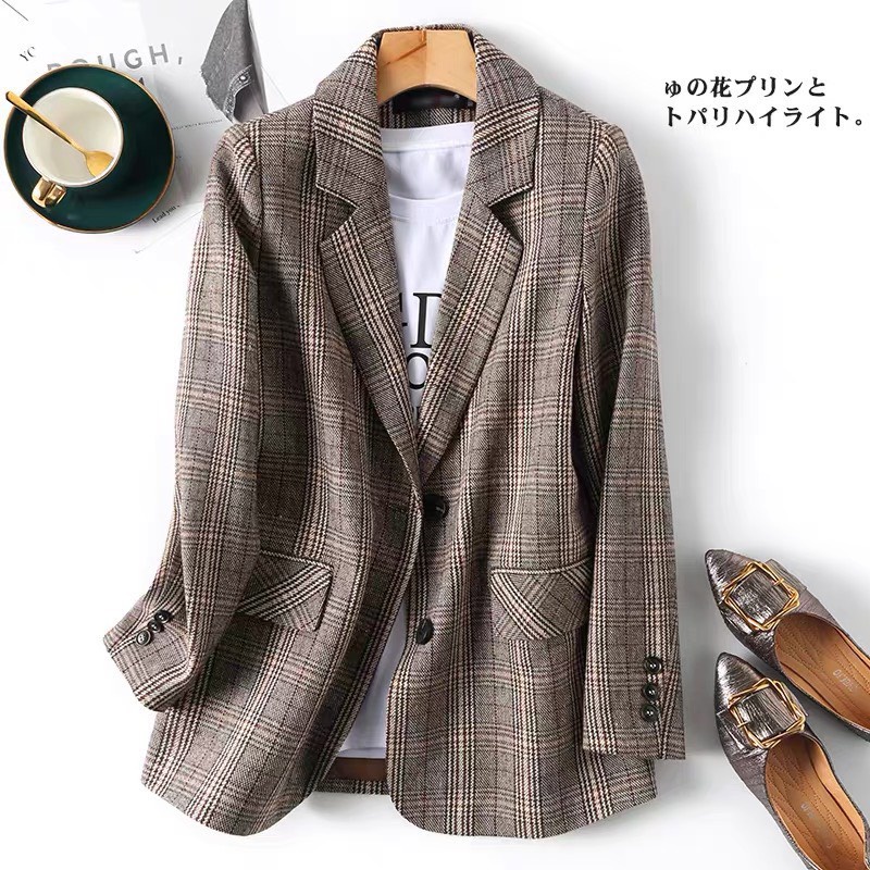 Áo Vest Blazer Dạ Kẻ Hai Lớp Dày Dặn Phong Cách Hàn Quốc