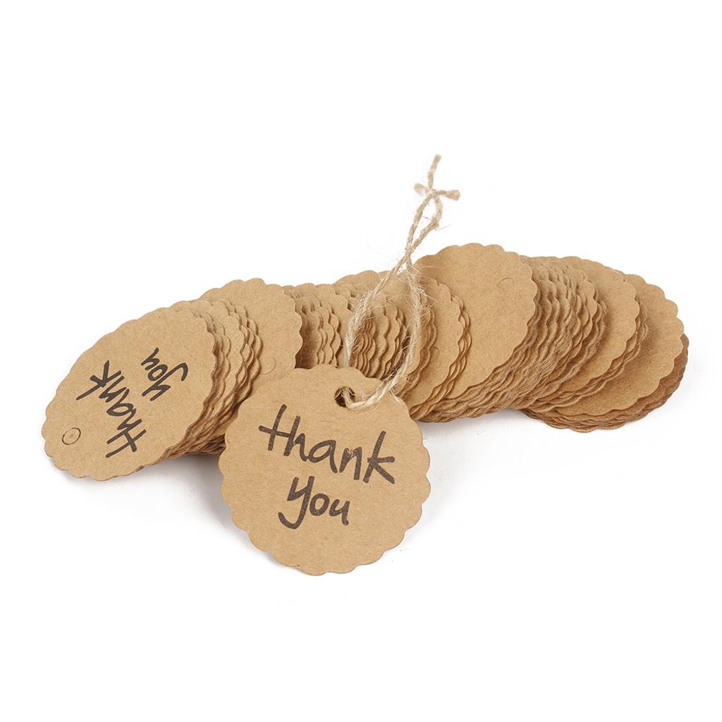 Set 100 Thẻ Giấy In Chữ Thank You Kèm Dây Treo Dùng Để Trang Trí Quà
