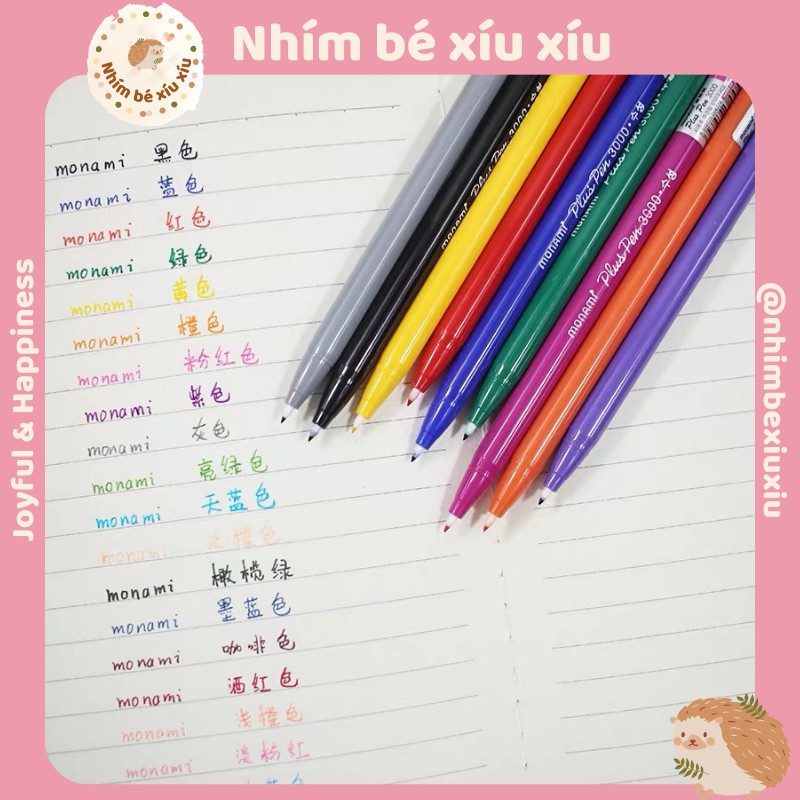 Bút Monami plus Pen 3000 - Bút viết thanh đậm ngòi 0.3mm - 36 màu VT321