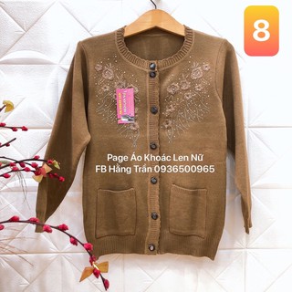 Áo khoác len cổ tròn phối cho người lớn tuổi .