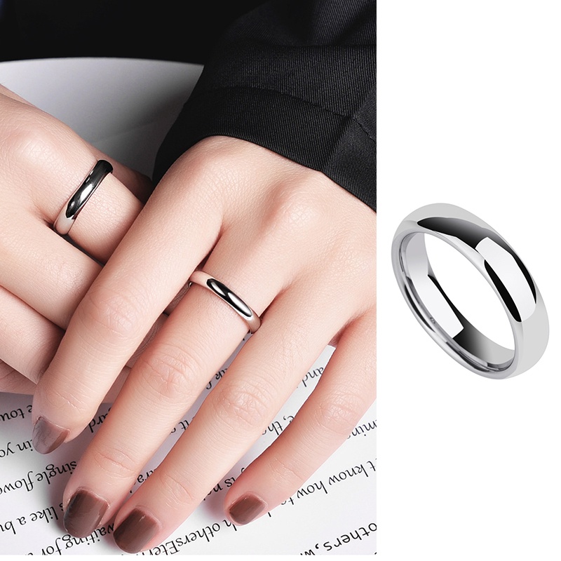Nhẫn Đính Hôn Bằng Thép Không Gỉ Tráng Gương Bóng Đơn Giản Cho Nam Và Nữ