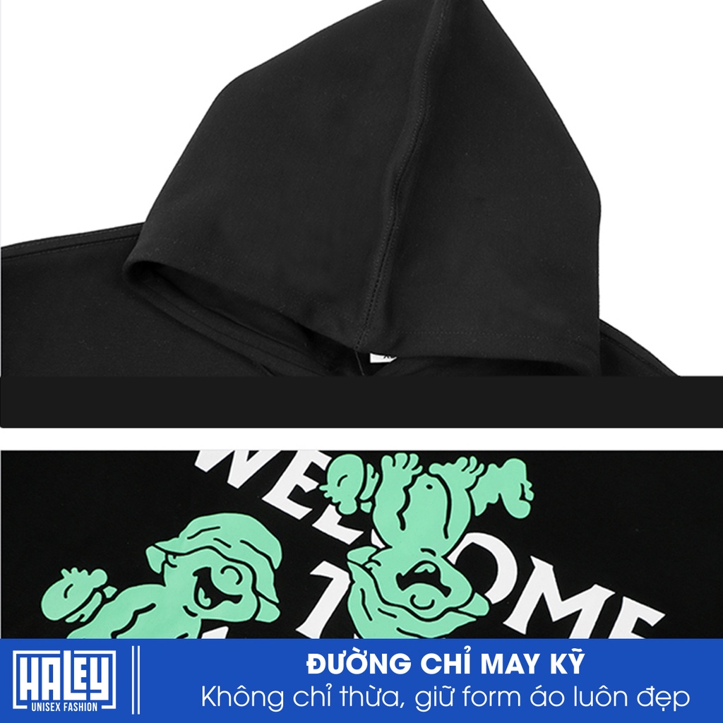 Áo hoodie nam nữ unisex nỉ bông HALEY Wellcome Houise Hàn Quốc mã HD206 Chất nỉ đẹp dày - Quà tặng ngẫu nhiên