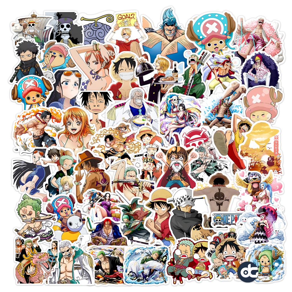 Hình Dán Anime One Piece - Set 50 Sticker One Piece Luffy - Giấy Decal Đẹp Chống Nước - Size 4-5 cm