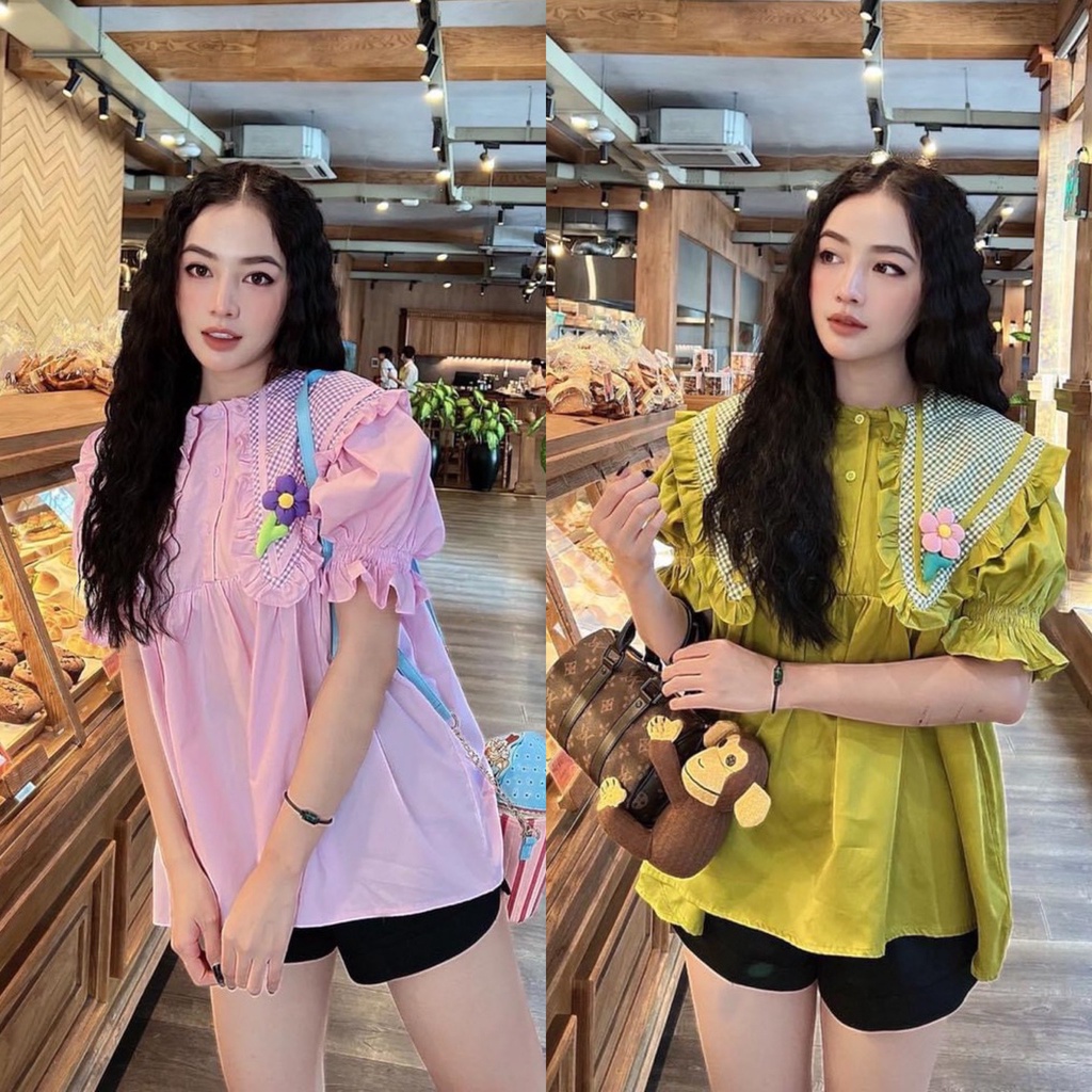 Set Bộ Đồ Nữ Áo Sơ Mi Hoa Nổi + Quần Đùi